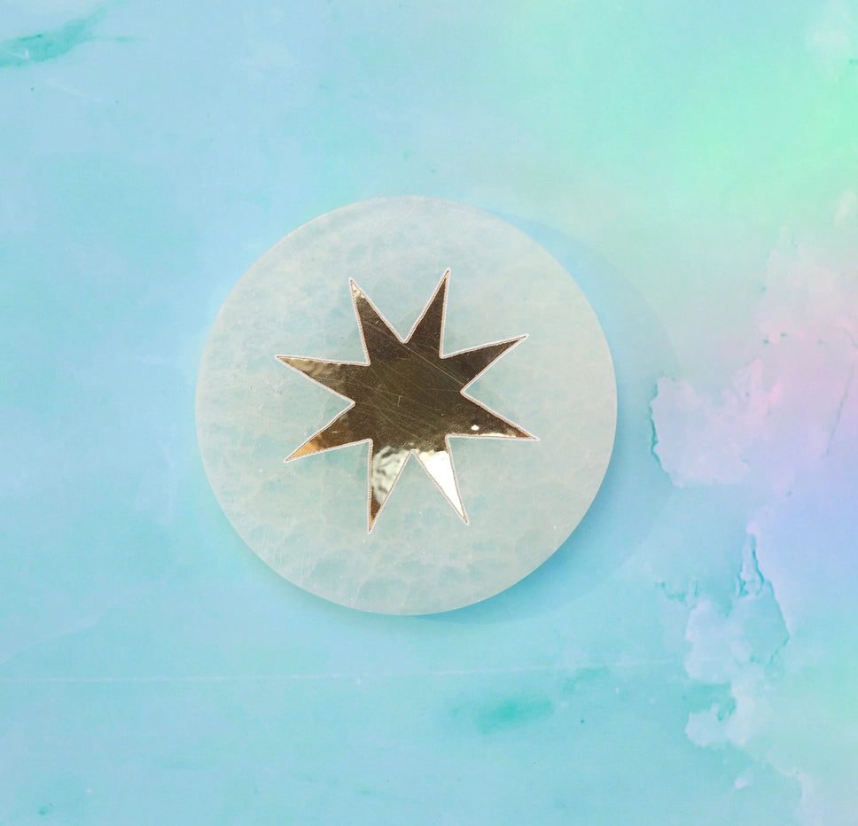 Selenite Clearing Disc for Tarot Deck